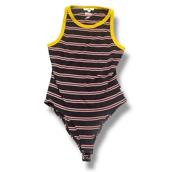 Vintage Women’s Vans Cotton Tank Top Body Suit Striped Sized size M - Picture 1 of 6